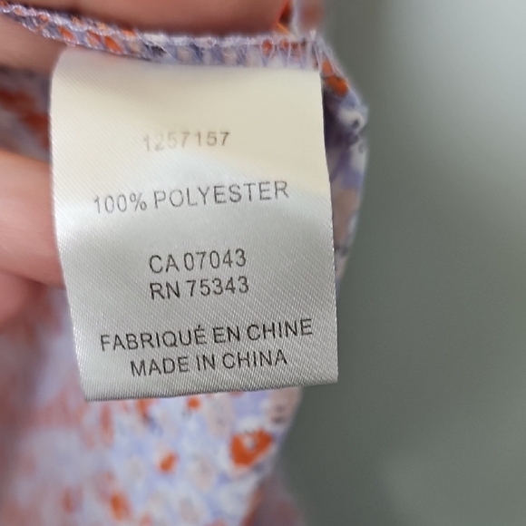 Cupcakes & Cashmere Lavender and Orange Ditzy Floral Long Sleeve Blouse Large - Picture 7 of 9